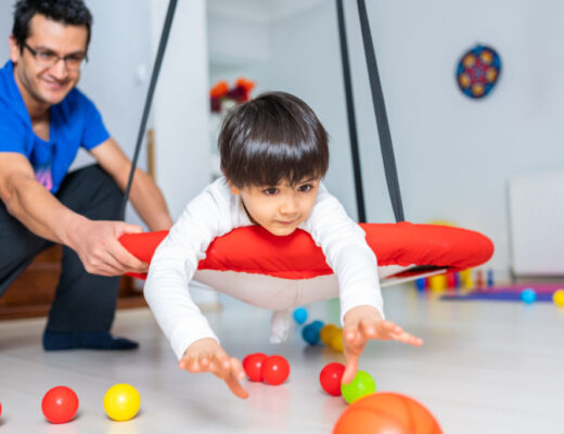 Child engaged in occupational therapy session